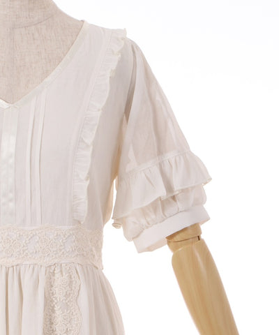 Lace Stripe Tiered Dress
