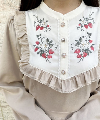 Patchwork Strawberry Embroidery Dress