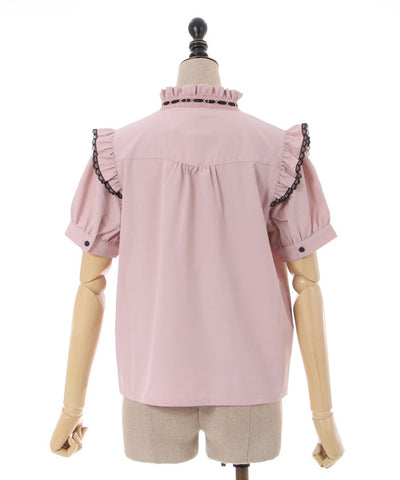 Accent Color Frill Blouse