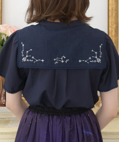 Ciel Étoile Embroidery Collar Blouse
