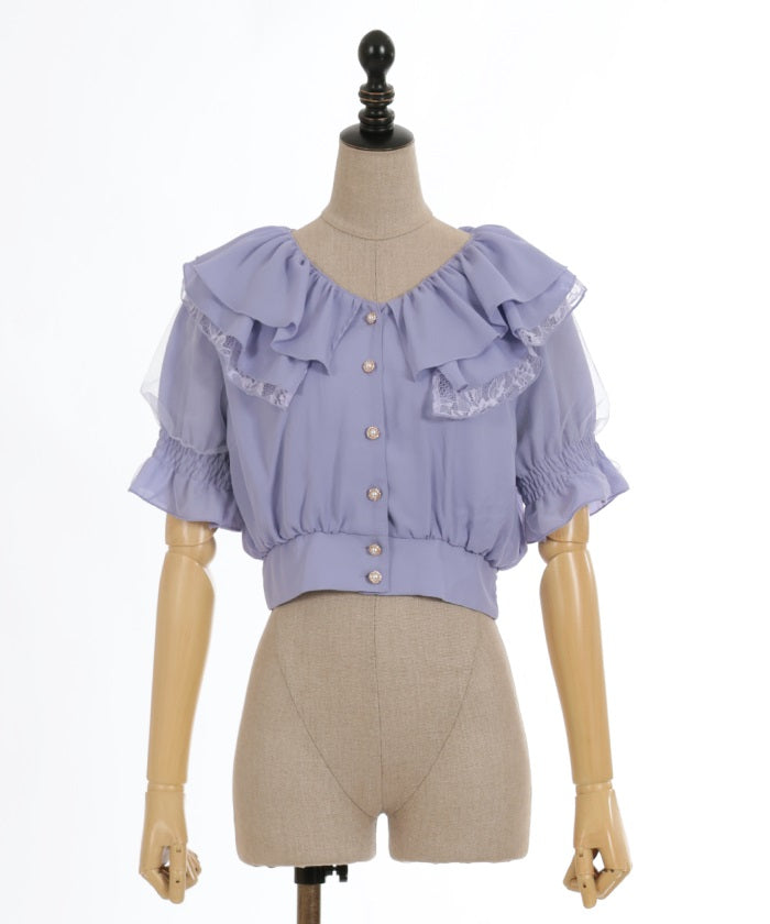 Frill Design Cropped Blouse