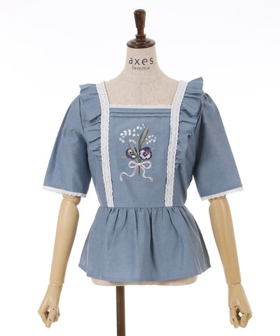 Muguet Fleur Embroidery Top