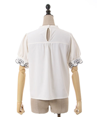 Playing Cards Embroidery Petit Ribbon Blouse