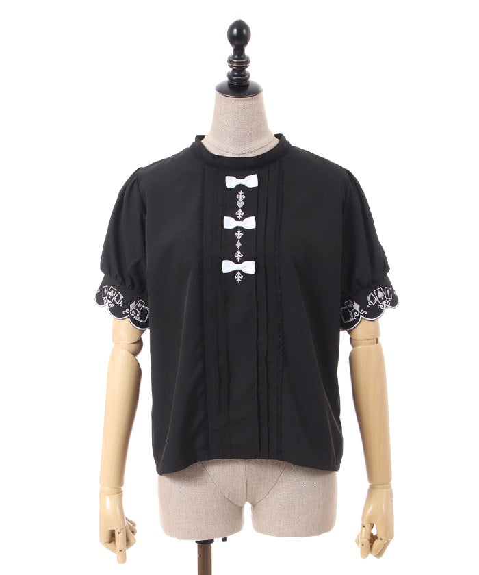 Playing Cards Embroidery Petit Ribbon Blouse