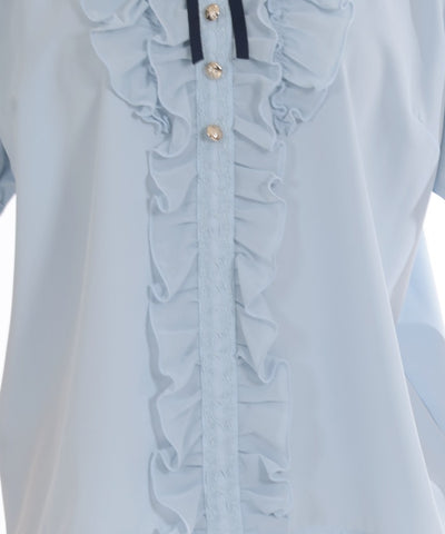 Frill Design Stand Collar Blouse