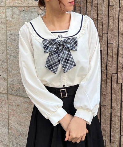 Sailor Blouse with Check Ribbon