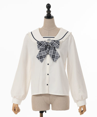 Sailor Blouse with Check Ribbon