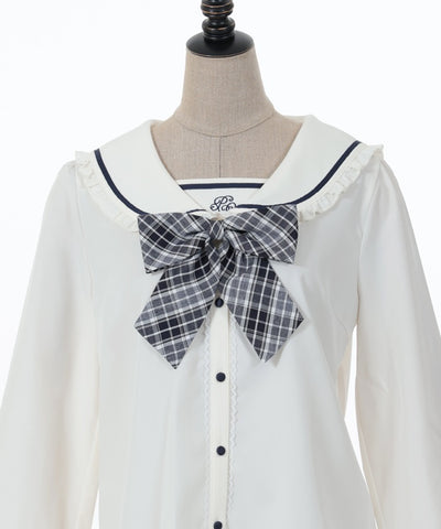 Sailor Blouse with Check Ribbon