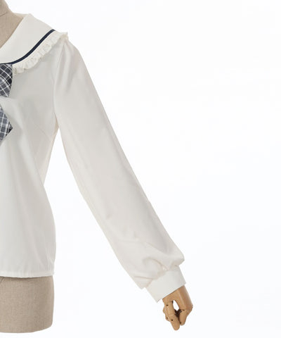 Sailor Blouse with Check Ribbon