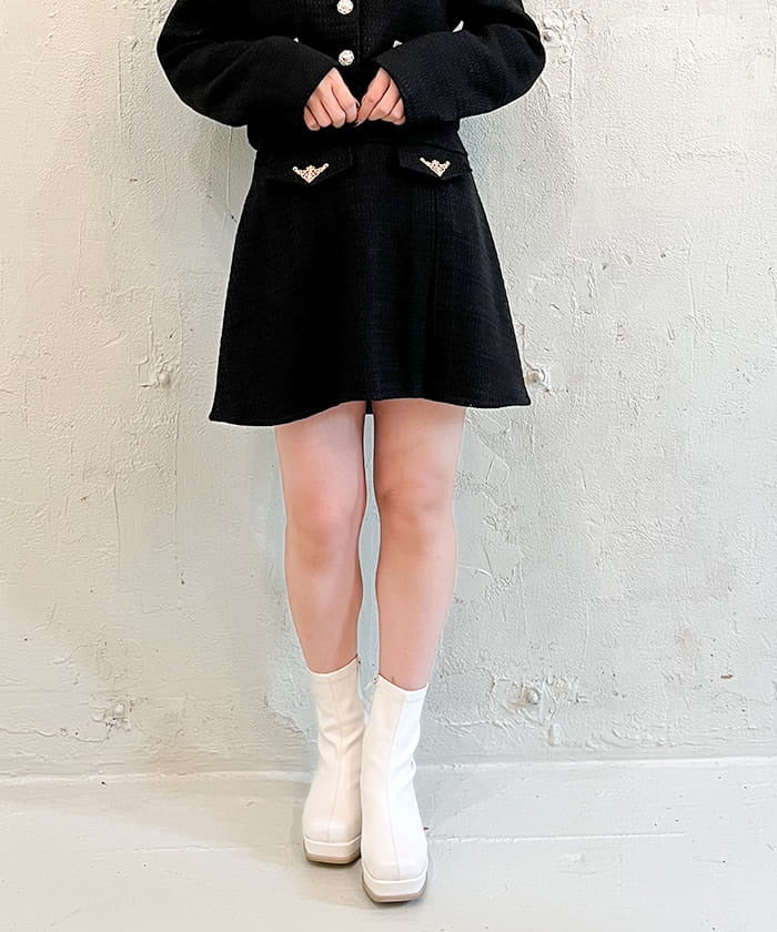 Flap Design Tweed Skirt