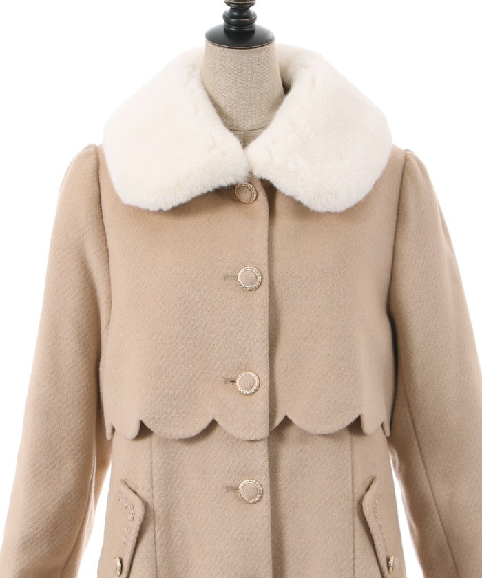 Fur Collar Scalloped Coat