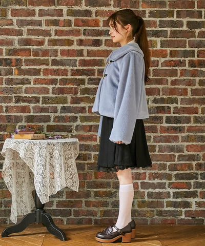 Ribbon Clasp Fur Coat (Pre-order)