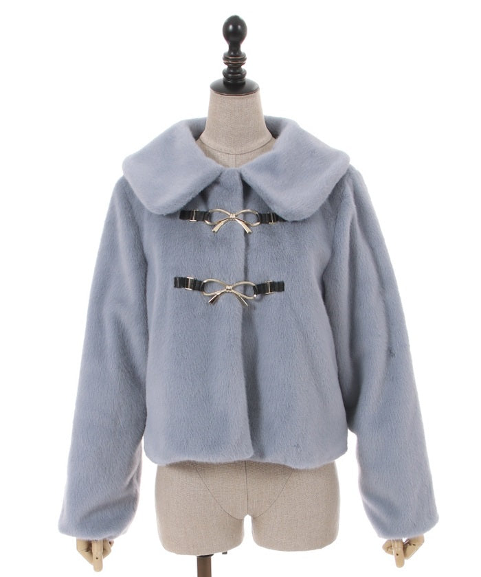 Ribbon Clasp Fur Coat (Pre-order)