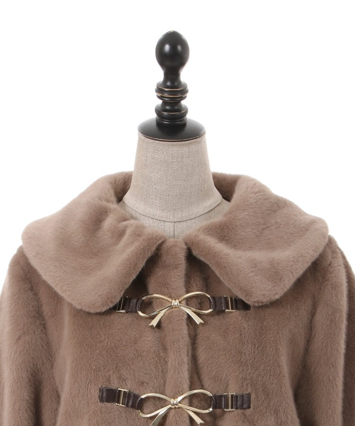 Ribbon Clasp Fur Coat