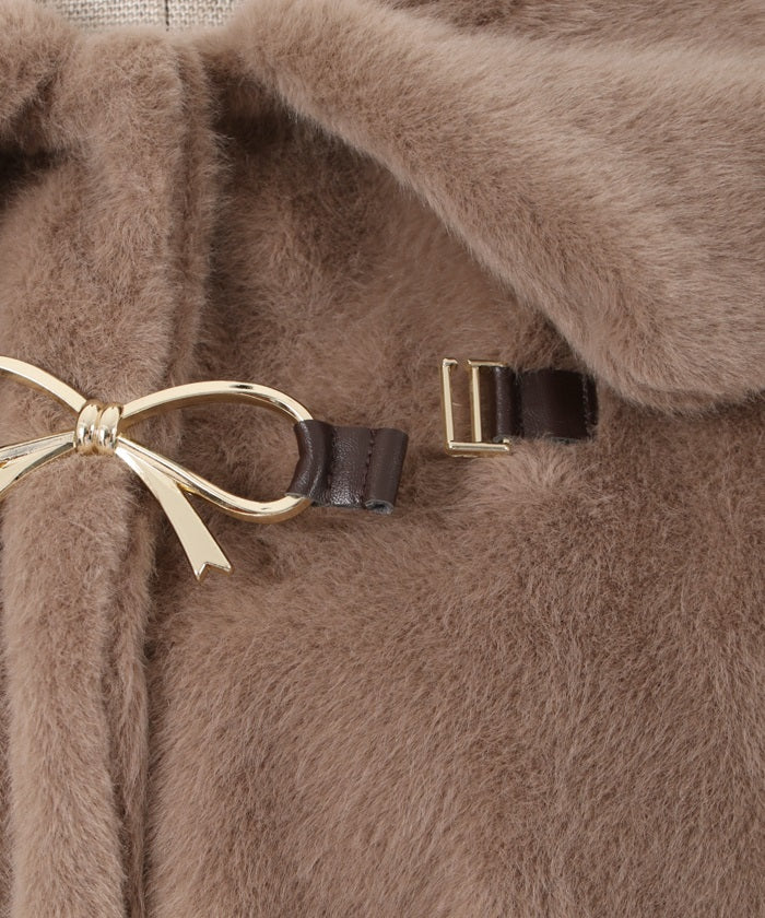 Ribbon Clasp Fur Coat