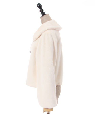 Ribbon Clasp Fur Coat