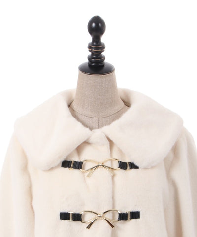 Ribbon Clasp Fur Coat