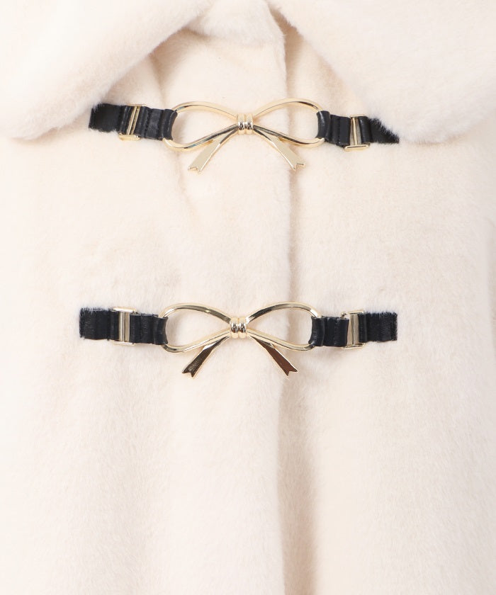 Ribbon Clasp Fur Coat (Pre-order)