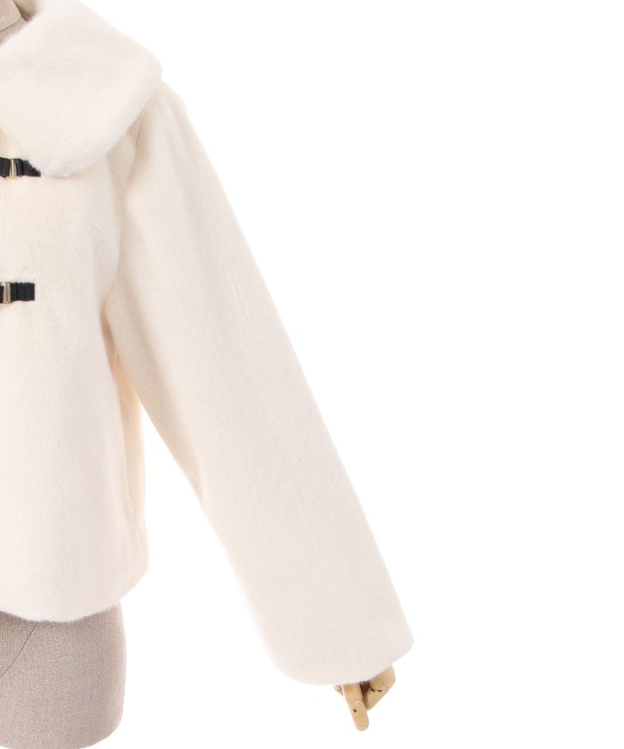 Ribbon Clasp Fur Coat (Pre-order)