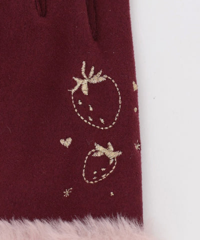Strawberry Embroidery Gloves