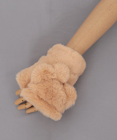 Bear Ears Fur Mittens