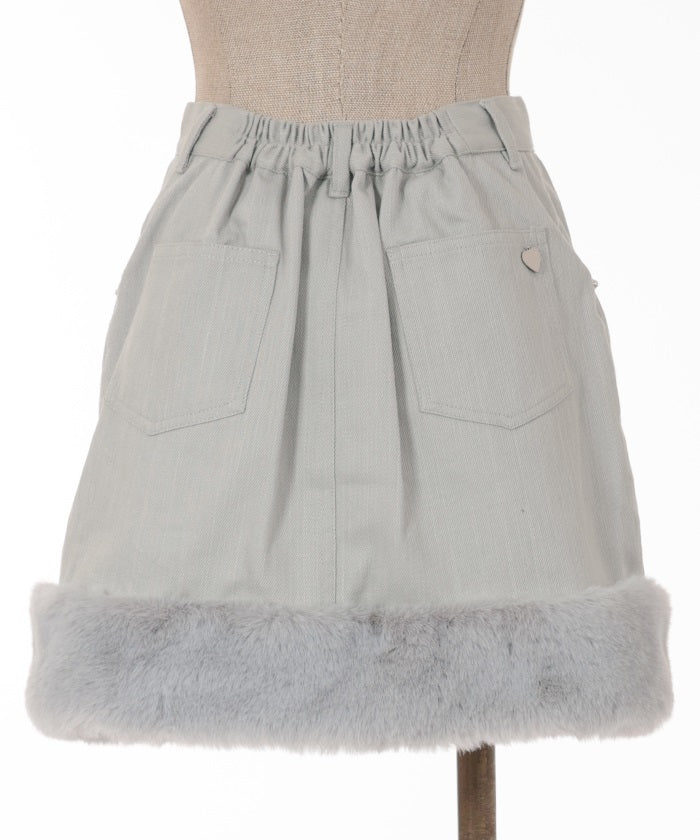 Fur Hem Tight Mini Skirt