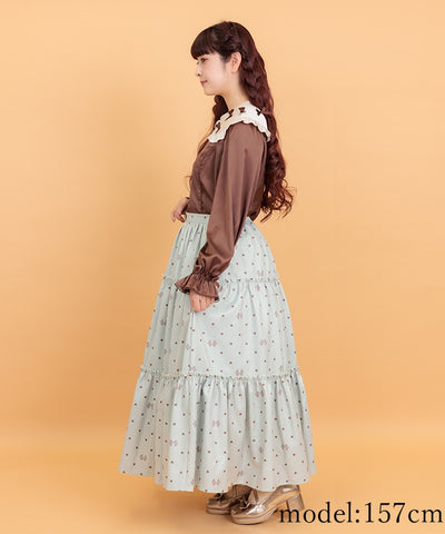 Heart Dot Pattern Tiered Skirt