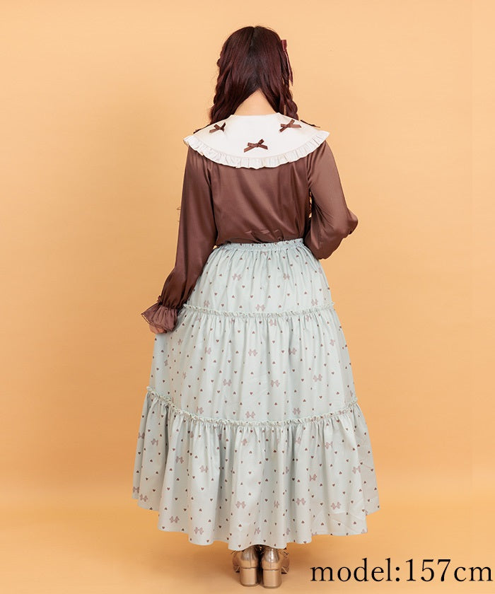 Heart Dot Pattern Tiered Skirt