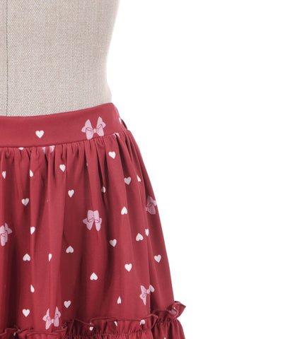 Heart Dot Pattern Tiered Skirt