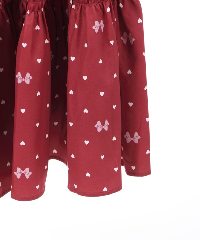 Heart Dot Pattern Tiered Skirt