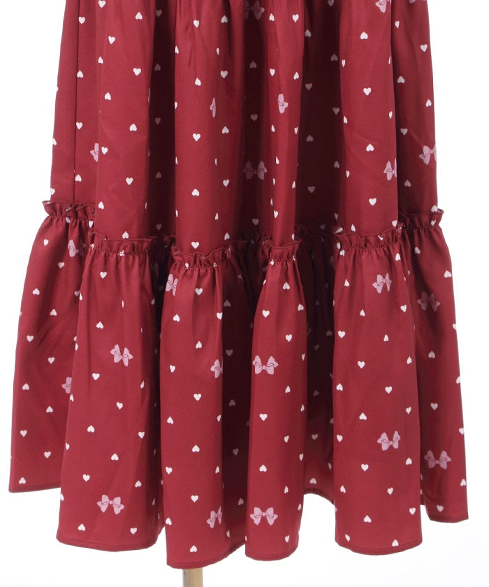 Heart Dot Pattern Tiered Skirt