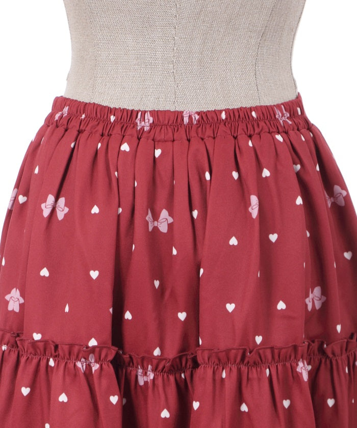 Heart Dot Pattern Tiered Skirt