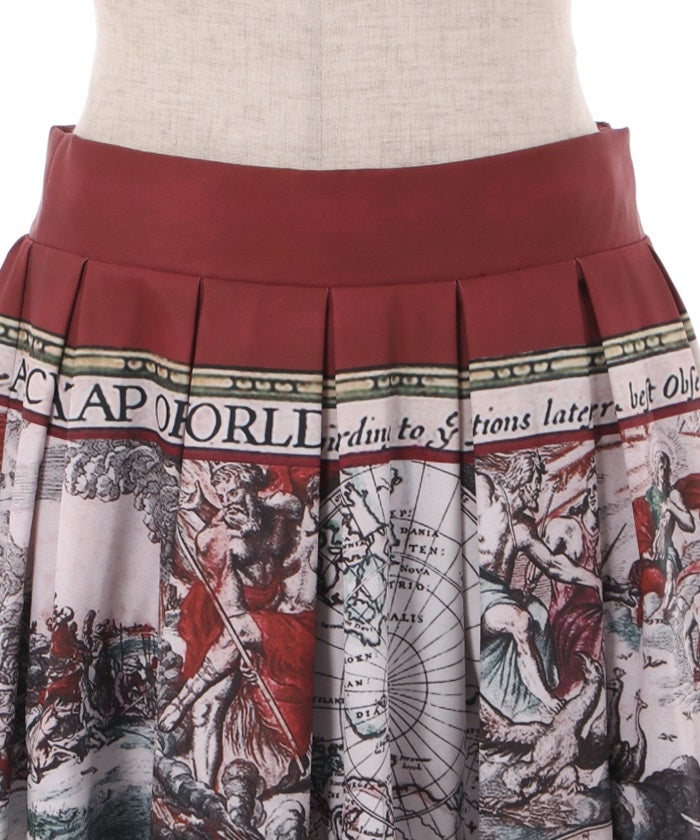 Vintage Map Pattern Skirt