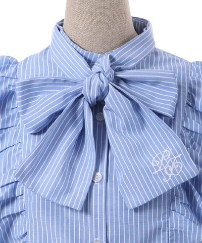 Logo Embroidery Bowtie Blouse