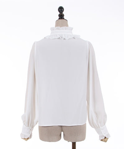 Stand Collar Frill Blouse