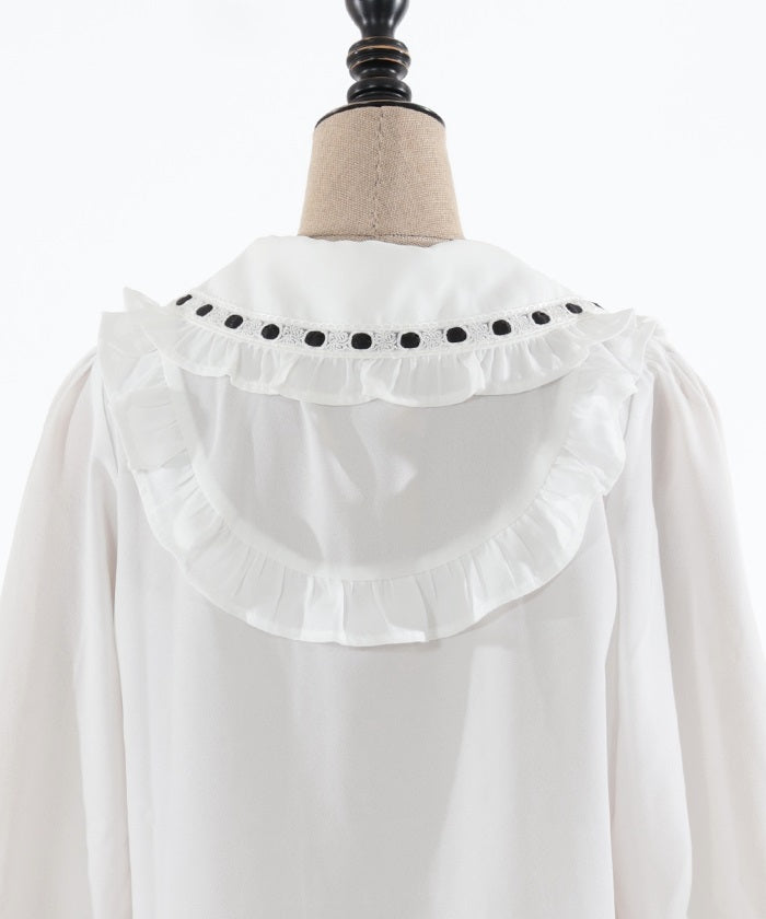 Ladder Lace Round Collar Blouse