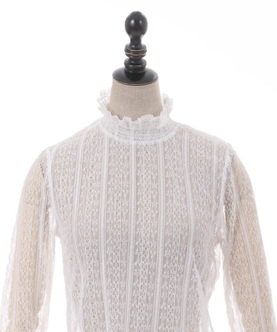 Vertical Patterned Lace Pullover