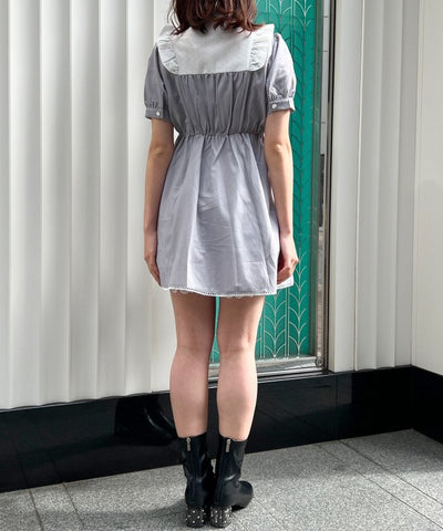 Frill Mini Dress with Ribbon