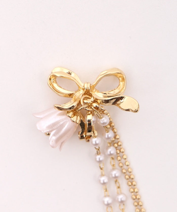 Ribbon Flower Non-Pierce Earrings
