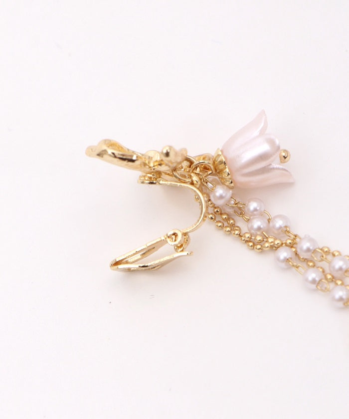 Ribbon Flower Non-Pierce Earrings
