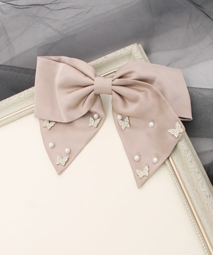 Butterfly Charm Ribbon Barrette Clip
