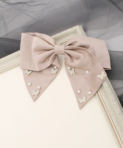 Butterfly Charm Ribbon Barrette Clip