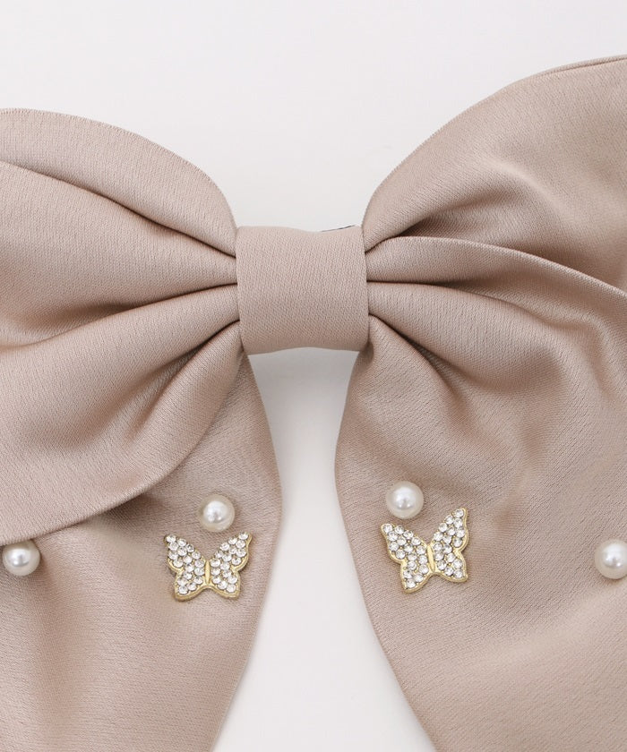 Butterfly Charm Ribbon Barrette Clip
