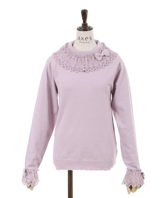 Lacy Frill Knit Pullover