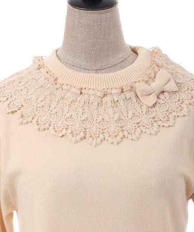 Lacy Frill Knit Pullover