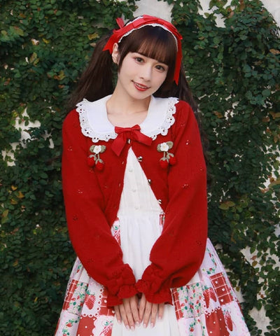 Strawberry Amigurumi Knit Cardigan