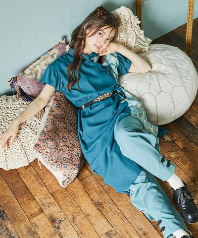 Chinese Button Side-Striped Pants