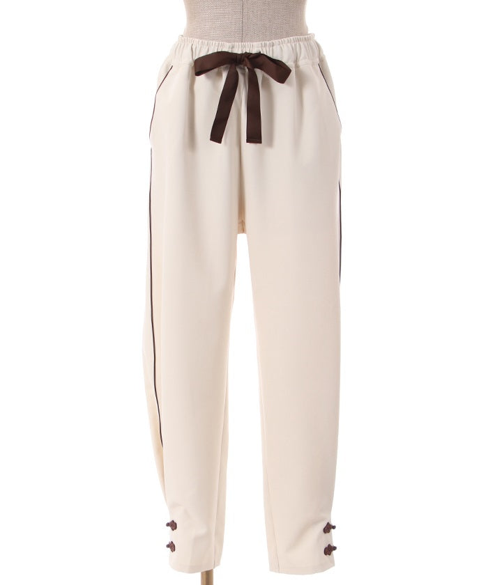 Chinese Button Side-Striped Pants