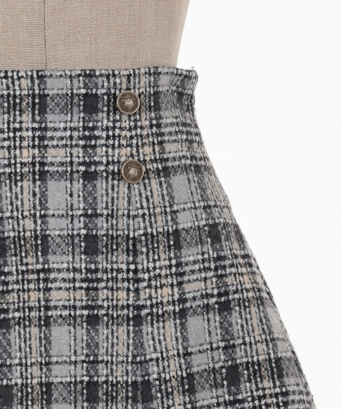 Fleece-Lined Check Tuck Mini Skirt