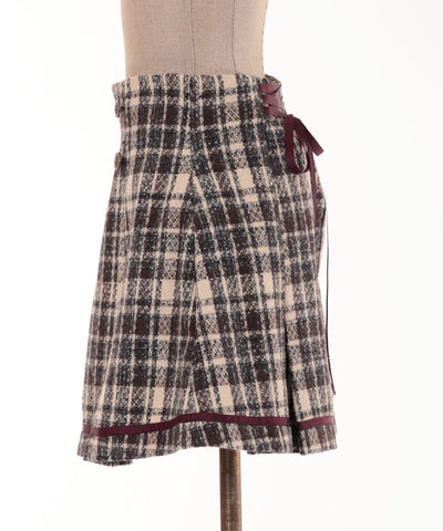 Fleece-Lined Plaid Tuck Mini Skirt